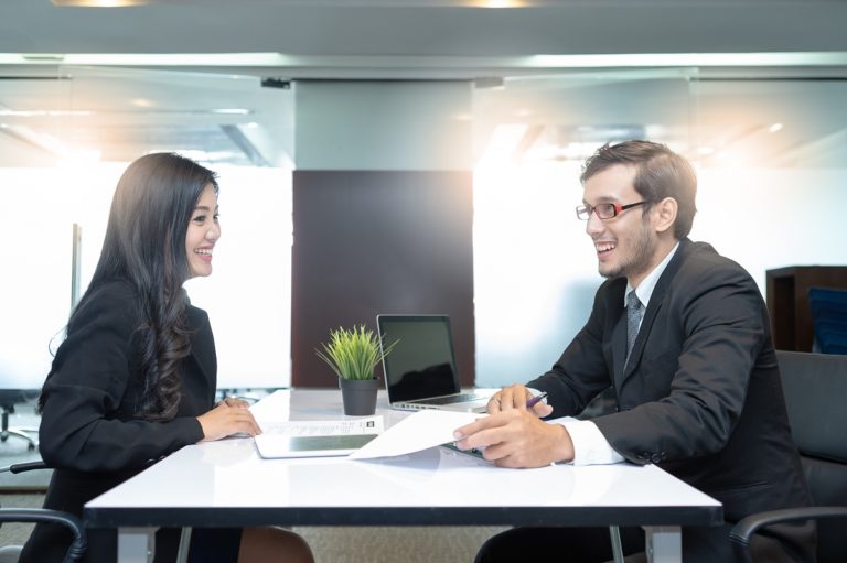 woman having an interview