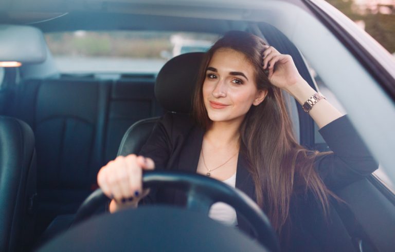 a woman driving