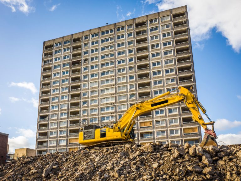 Excavator in a construction site